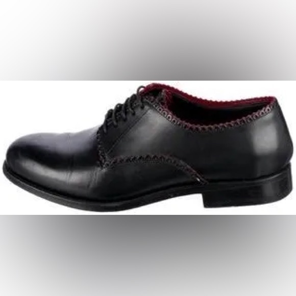 $895 Alaia Leather Lace Up Oxfords loafers black red scallop lace ballet flats - Picture 3 of 10